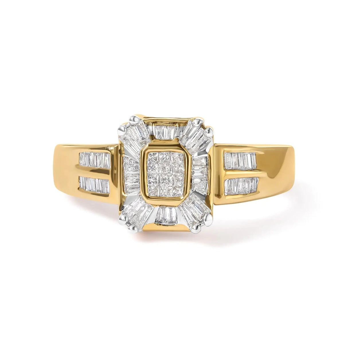 10K Yellow Gold 1/2 Cttw Diamond Composite and Halo Ring (H-I Color, SI1-SI2 Clarity)