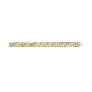 10k Yellow Gold 5.00 Cttw Diamond Oval Banded Link Bracelet (I-J Color, I1-I2 Clarity) - 7" Inches
