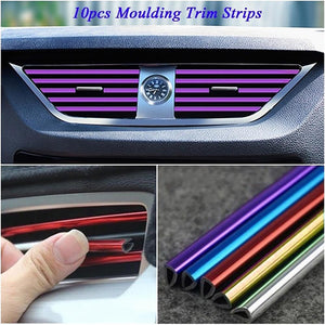 10Pcs/set Universal Car Air Conditioner Vent Outlet Trim Strip Decoration U Shape Moulding Trim Strip Line Car Shiny Accessories Car Air Conditioner Outlet Decorative U Shape Moulding Trim Strips Decor Car Styling Accessories