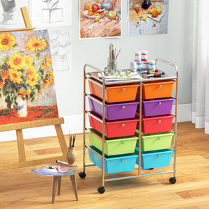 10-Drawer Rolling Storage Cart-Deep Multicolor by DirectDeals