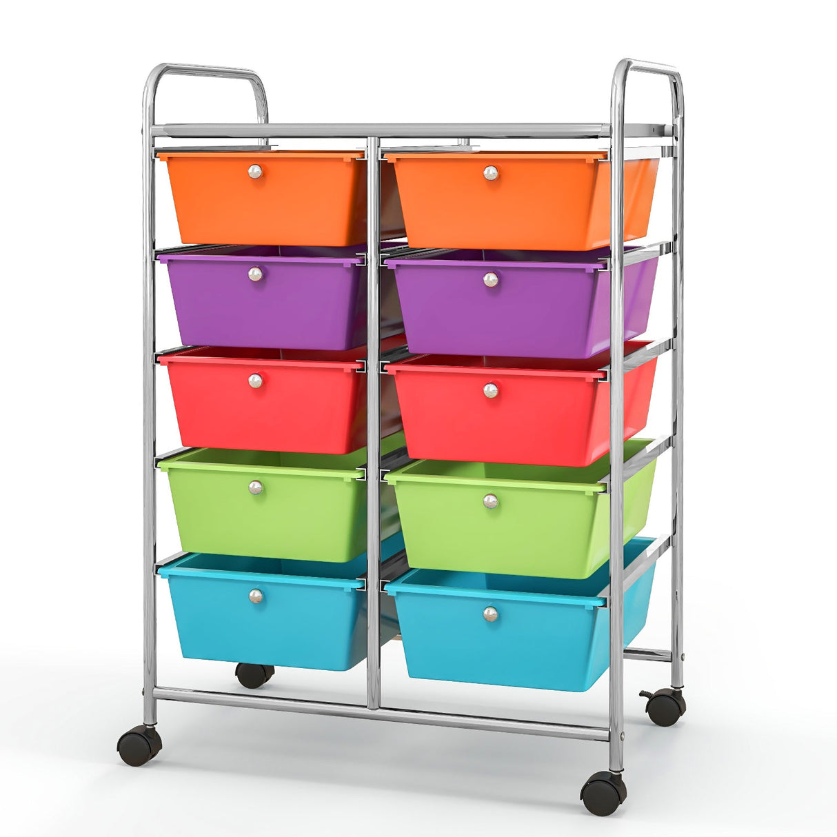 10-Drawer Rolling Storage Cart-Deep Multicolor by DirectDeals