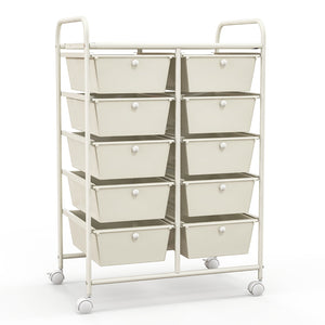 10-Drawer Rolling Storage Cart-White by DirectDeals