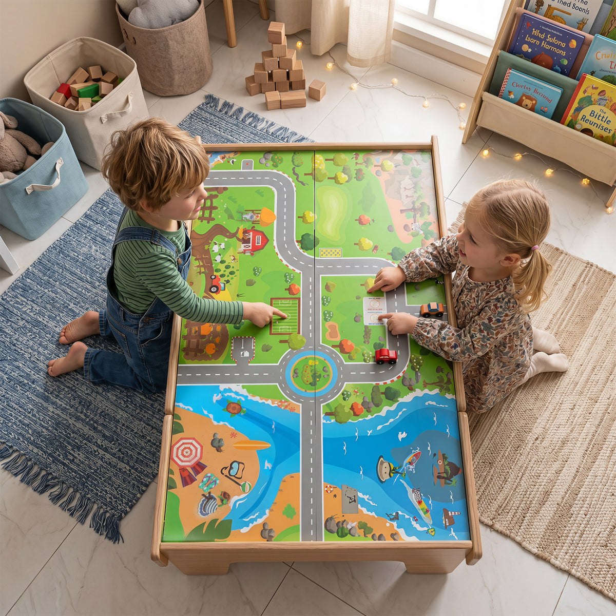 110-Piece Wooden Train Table for Toddlers 3+ Years Old