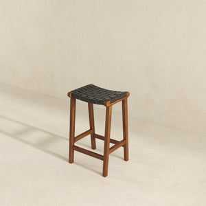 James - Mid-Century Modern Genuine Leather Counter Stool by Couch.com