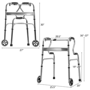 Aluminum Heavy-Duty Folding Wheeled Stand-Assist Walker-Blue