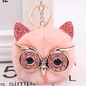 Lovely Owl Plush Doll Kids Favors Fur Ball Key Chain