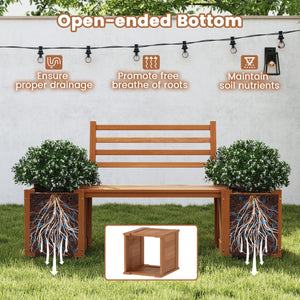 Wood Planter Box with Bench and Backrest for Garden Yard Balcony