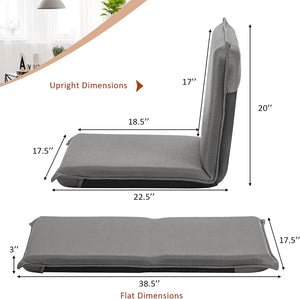 Adjustable 6 Positions Folding Lazy Man Sofa Chair Floor Chair-Black