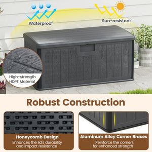 100 Gallon Large Deck Box with Lockable Lid for Patio-Black