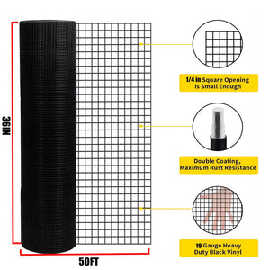 Vinyl Coated Hardware Cloth 19 Gauge Welded Wire Fence For Poultry Netting And Chicken Coop - Black