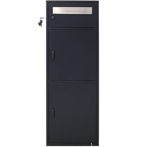 Large Steel Freestanding Floor Parcel Package Drop With Locking Letterbox Drop Mail Box With Multi Compartments - Black by Couch.com