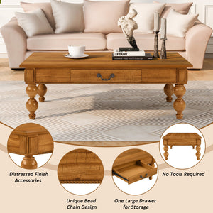 Rectangular Wooden Coffee Table with Storage Drawer
