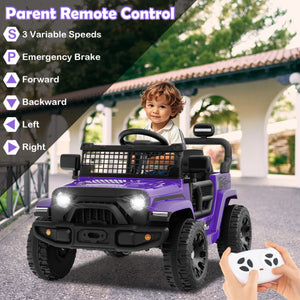 12V Kids Ride on Truck Car Battery Powered Electric Vehicle-Purple