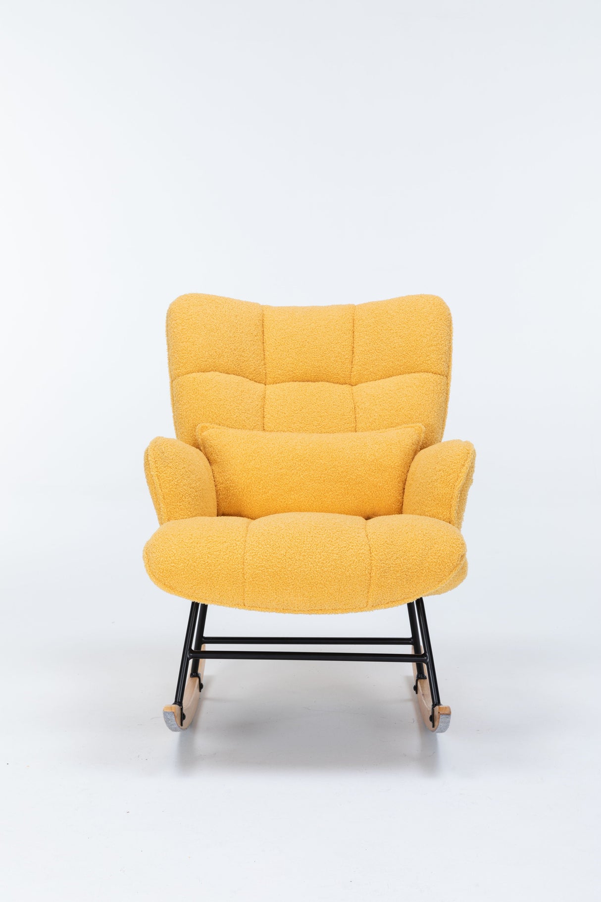Couch.com Rocking Chair Nursery, Teddy Upholstered Glider Rocker With High Backrest, Reading Chair Modern Rocking Accent Chairs Glider Recliner For Living Room Yellow, Durable Design by Couch.com