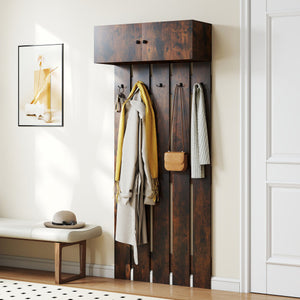 Entryway Wall Coat Rack Wall Mounted Coat Clothes Rack-Rustic Brown