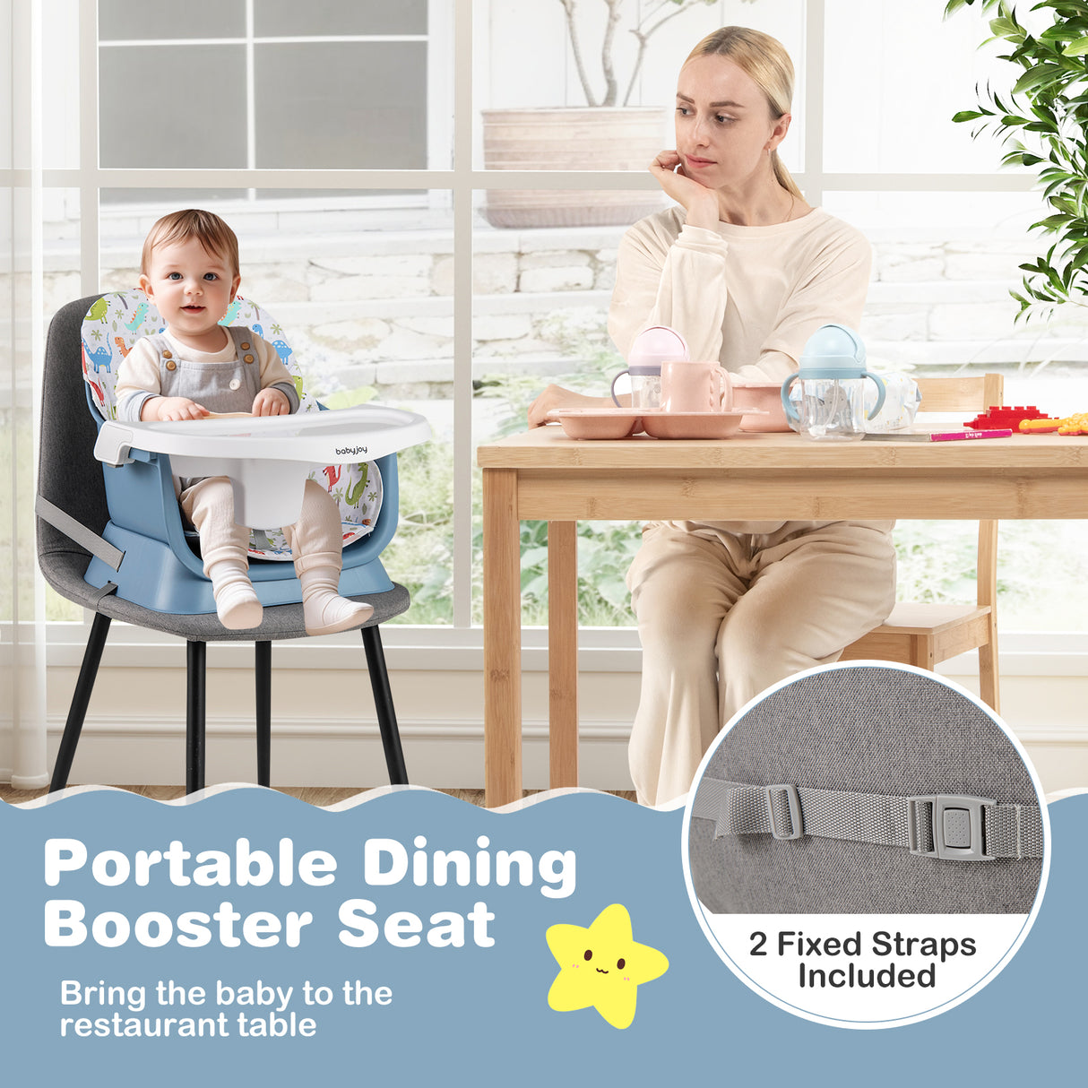 16-in-1 Baby High Chair with Activity Center and Booster Seat for Babies and Toddlers-Celadon