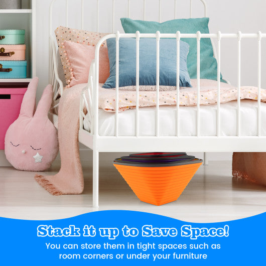 11 Pieces Kids Stepping Stone Square Stackable Indoor Outdoor-Multicolor