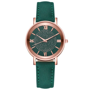 Womens Watches Bracelet Set Starry Sky Ladies Watch Casual Leather Student Quartz Wristwatch Luxury Fashion Minimalist Leather Strap Dress Analogue Quartz Round Elegant Watch