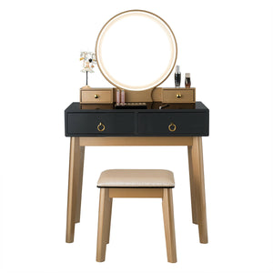 Set 3 Makeup Vanity Table Color Lighting Jewelry Divider Dressing Table-White