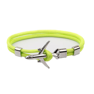 Modern Fashion Airplane Anchor Bracelets Men Charm Rope Chain Paracord Bracelet Women Male Air Force Style Wrap Metal Sport Hook Gift