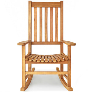 Indoor Outdoor Wooden High Back Rocking Chair-Black