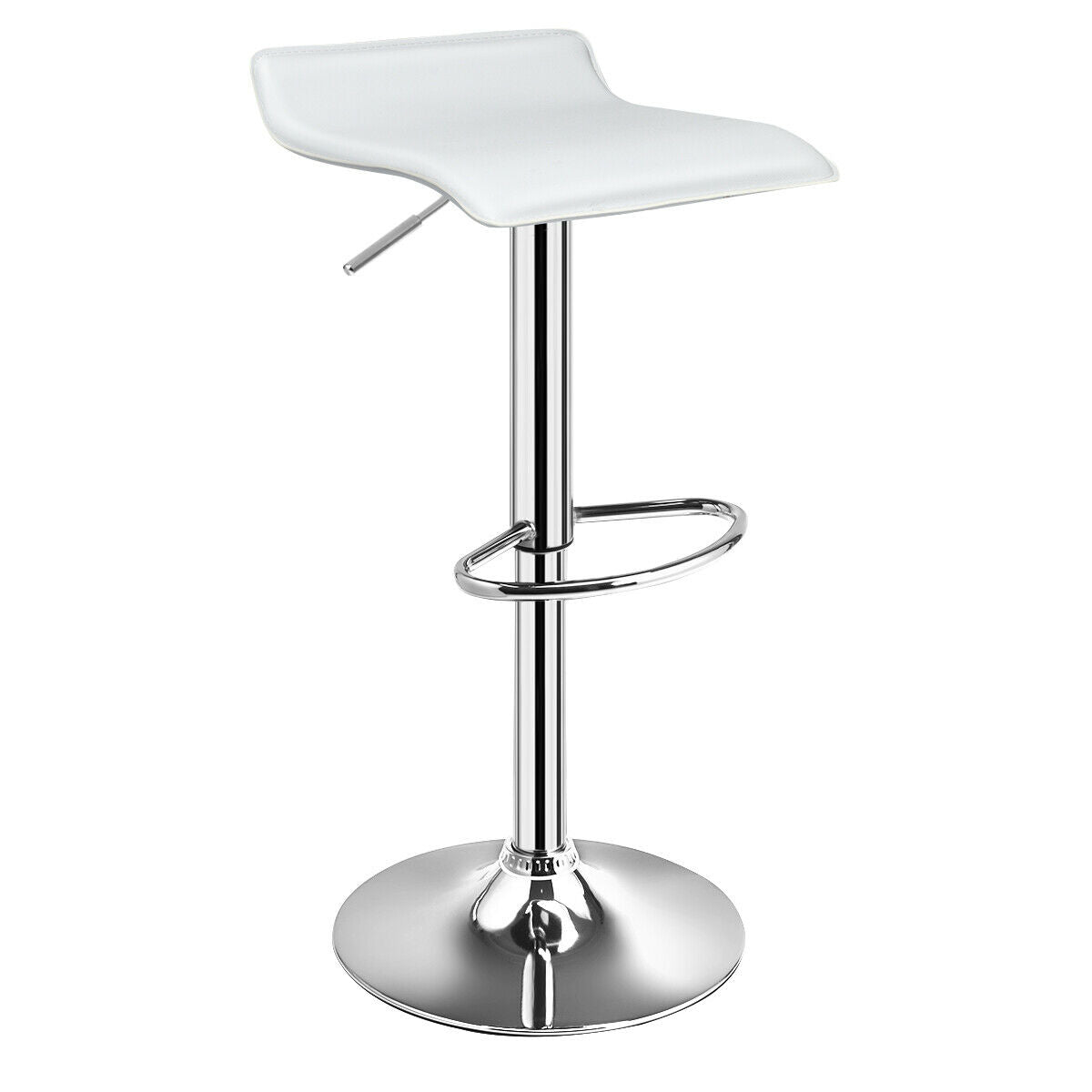 Set of 2 Adjustable PU Leather Backless Bar Stools-Black