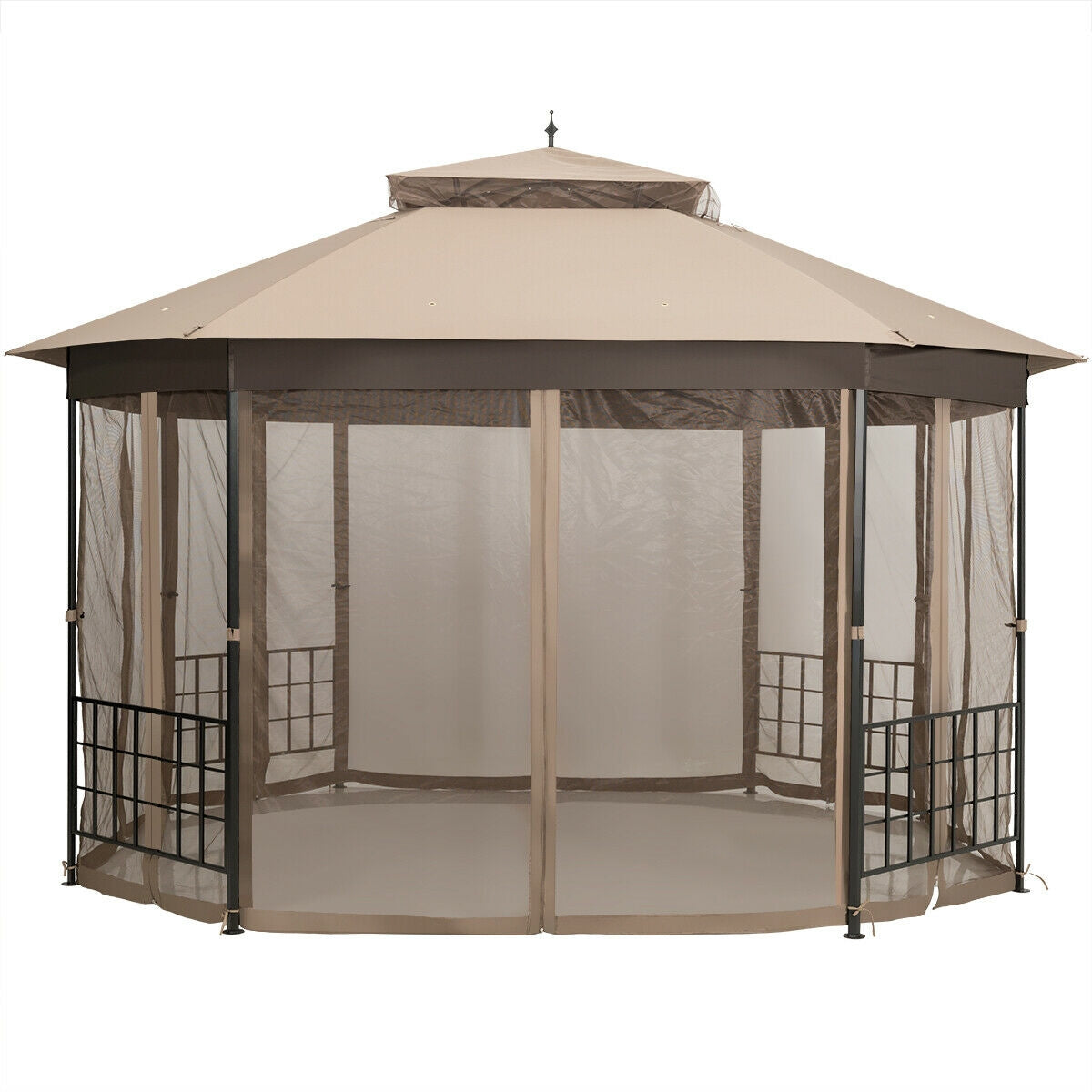 10 ™x 12 ™ Octagonal Patio Gazebo-Brown