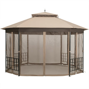 10 ™x 12 ™ Octagonal Patio Gazebo-Brown