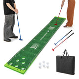 11 FT Putting Green Mat with 2 Adjustable Putters and 6 Balls