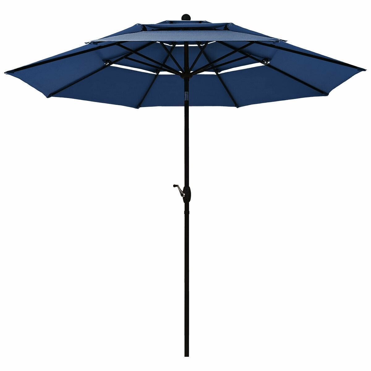 10' 3 Tier Patio Umbrella Aluminum Sunshade Shelter Double Vented without Base-Navy by DirectDeals