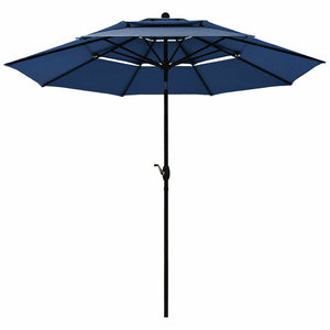 10' 3 Tier Patio Umbrella Aluminum Sunshade Shelter Double Vented without Base-Navy by DirectDeals