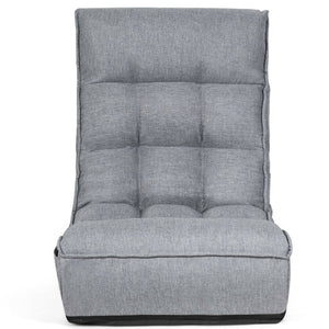 4-Position Adjustable Floor Chair Folding Lazy Sofa-Gray