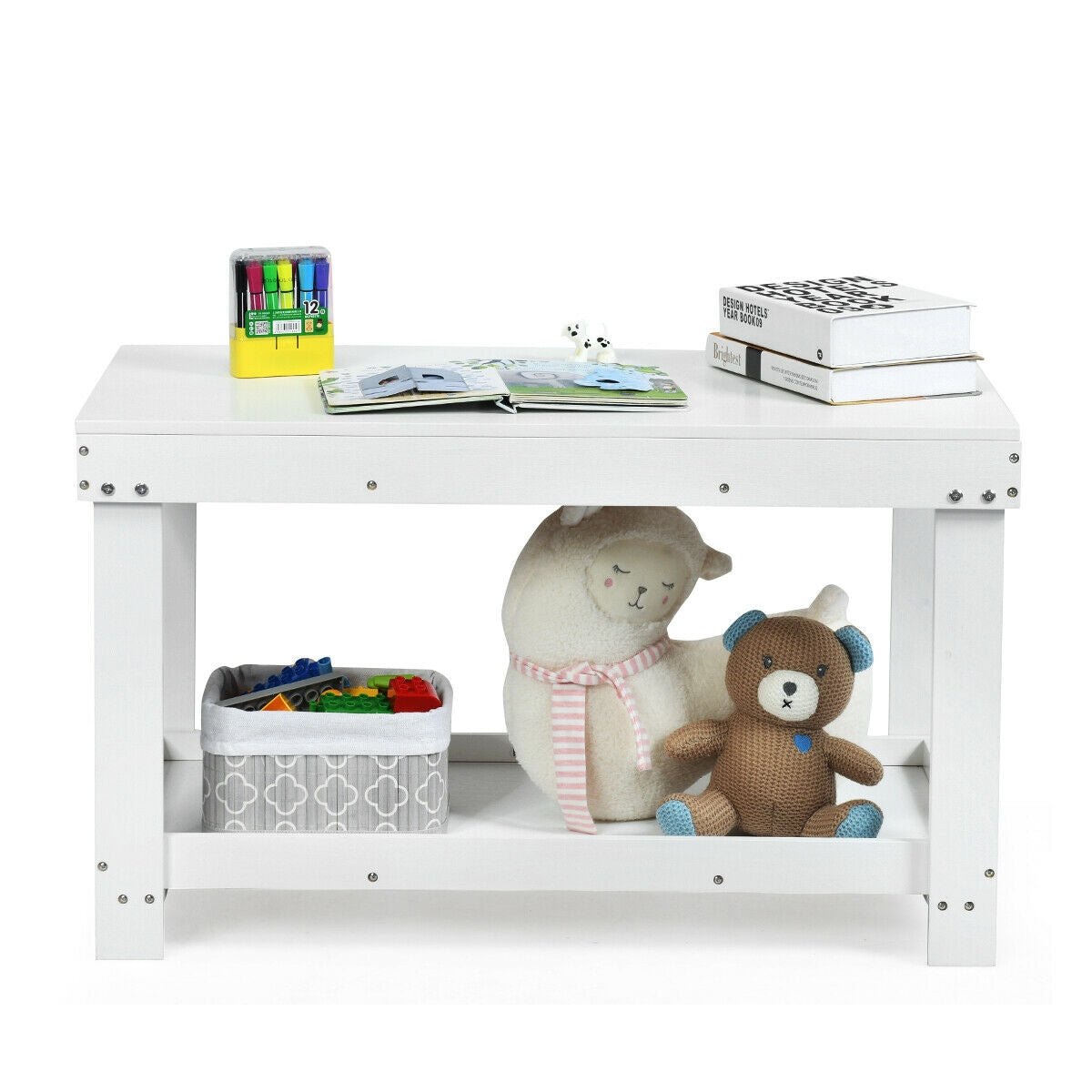 Solid Multifunctional Wood Kids Activity Play Table-Dark Brown
