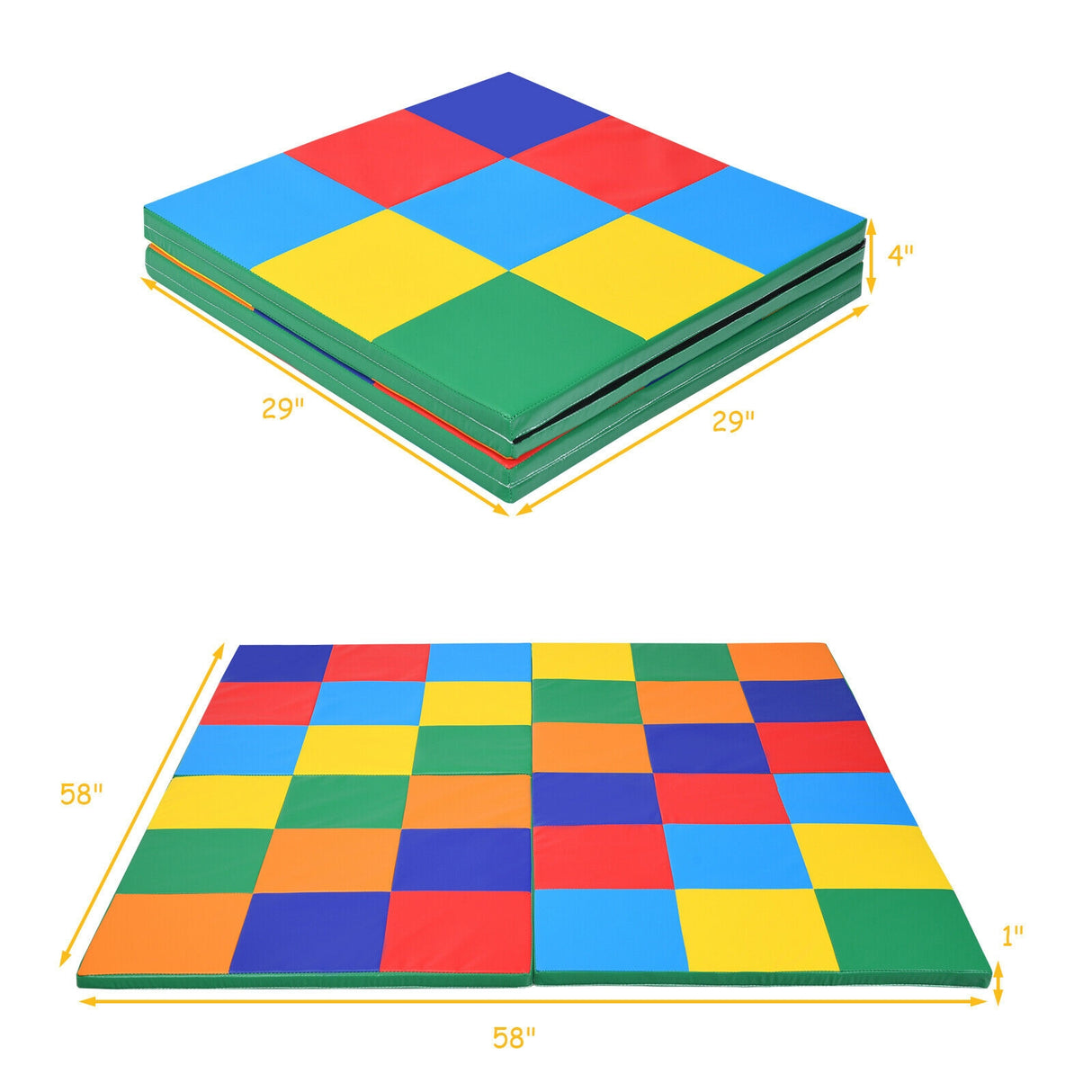 58 Inch Toddler Foam Play Mat Baby Folding Activity Floor Mat-Light Blue