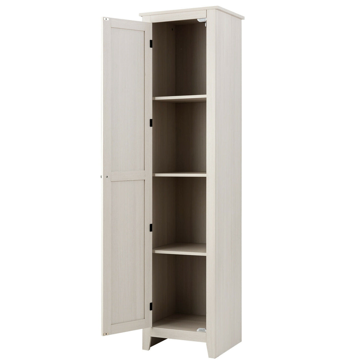 Linen Tower Bathroom Storage Cabinet Tall Slim Side Organizer with Shelf-Black