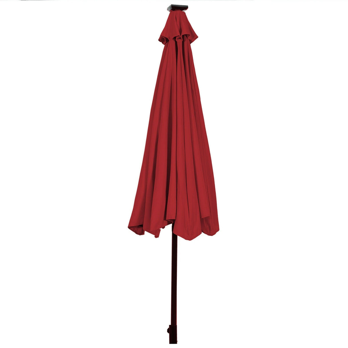 10' Solar LED Lighted Patio Market Umbrella Shade Tilt Adjustment Crank-Dark Red by DirectDeals