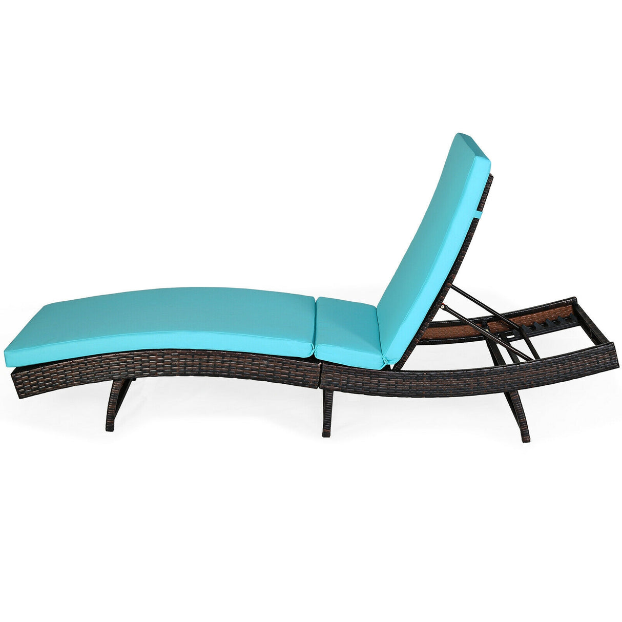 Patio Folding Chaise Lounge with 5 Adjustable Levels and Cushion-White