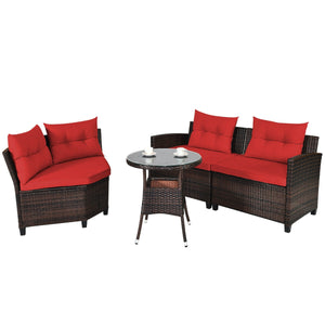 4 Pieces Furniture Patio Set Outdoor Wicker Sofa Set