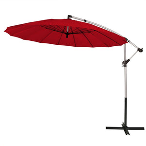 10 Feet Patio Offset Umbrella Market Hanging Umbrella for Backyard Poolside Lawn Garden-Dark Red by DirectDeals