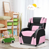 Kids Youth PU Leather Gaming Sofa Recliner with Headrest and Footrest-Red