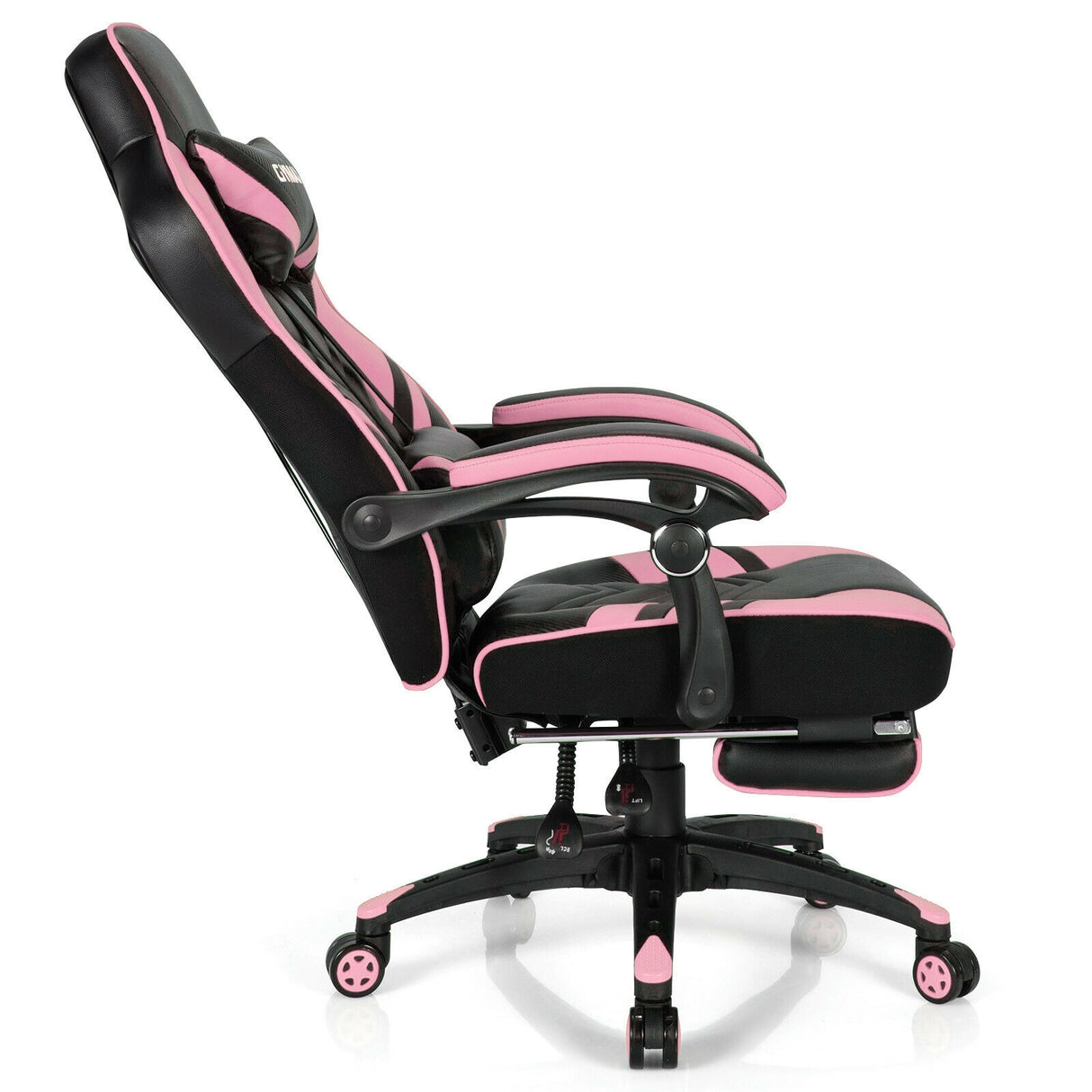 Adjustable Gaming Chair with Footrest for Home Office-Blue