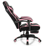 Adjustable Gaming Chair with Footrest for Home Office-Blue