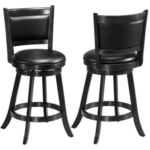 2 Pieces 24 Inch Swivel Counter Stool Dining Chair Upholstered Seat-Brown