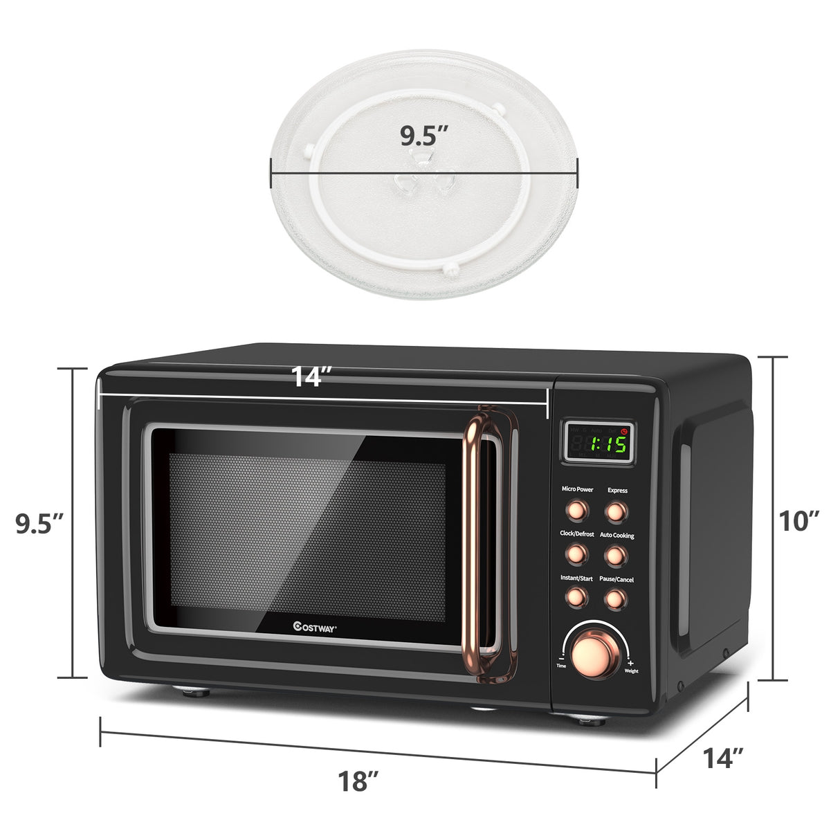 700W Retro Countertop Microwave Oven with 5 Micro Power and Auto Cooking Function-White