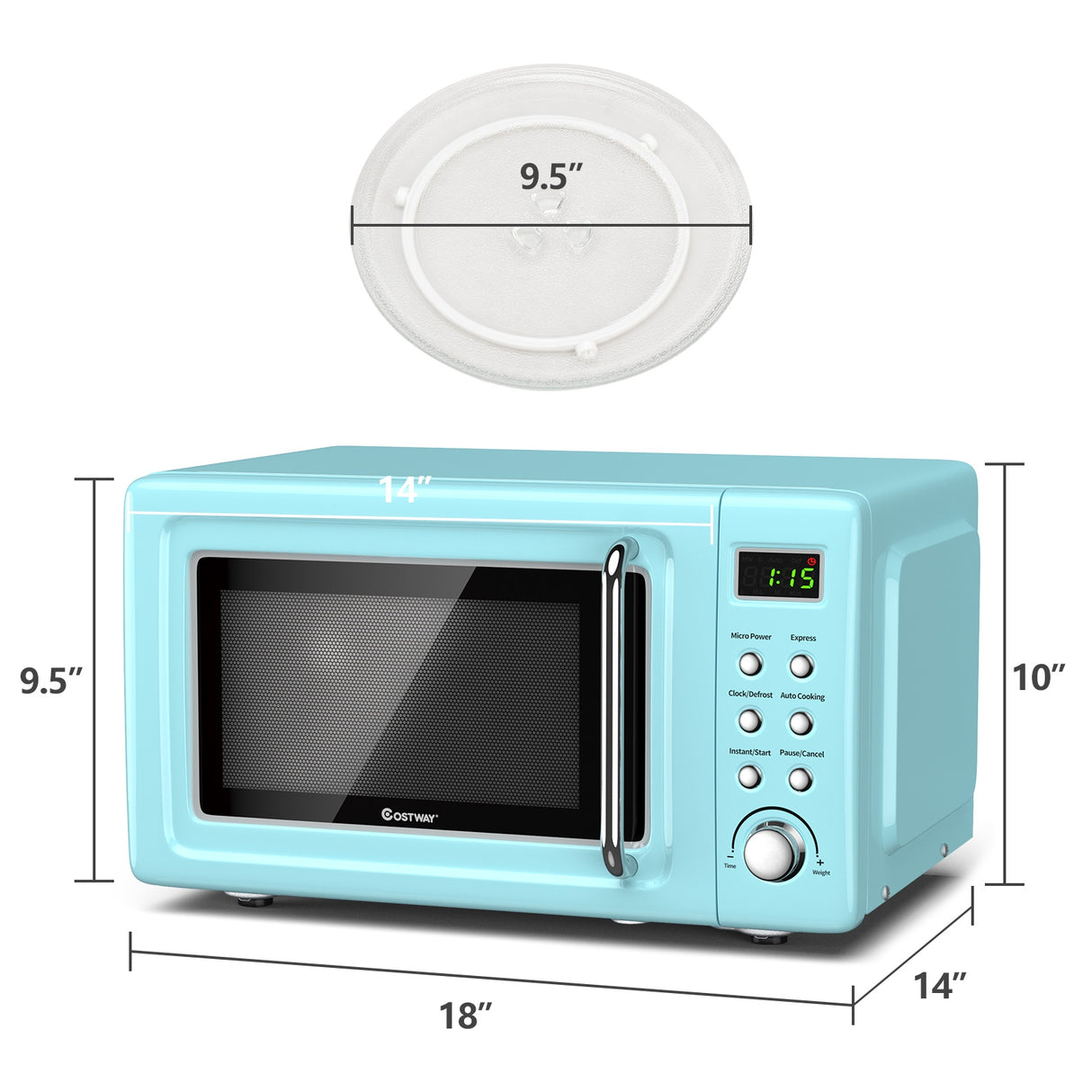 700W Retro Countertop Microwave Oven with 5 Micro Power and Auto Cooking Function-White