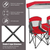 Patented Portable Folding Camping Canopy Chairs with Cup Holder-Blue