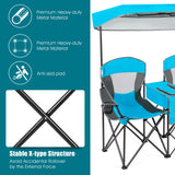 Patented Portable Folding Camping Canopy Chairs with Cup Holder-Blue