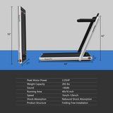 2-in-1 Electric Motorized Health and Fitness Folding Treadmill with Dual Display-Silver