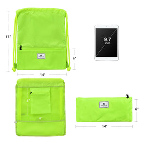 Drawstring Backpack String Bag Foldable Sports Sack with Zipper Pocket-Black