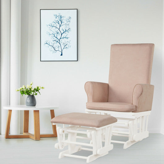 Baby Nursery Relax Rocker Rocking Chair Glider and Ottoman Cushion Set-Pink